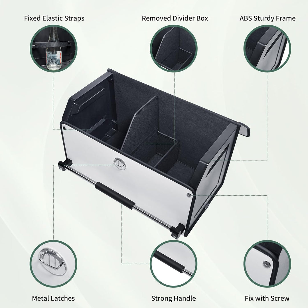 Auto Kofferraum Organizer, Verschleissfeste Leder Auto Kofferraumtasche mit Deckel und Stabilem Grif