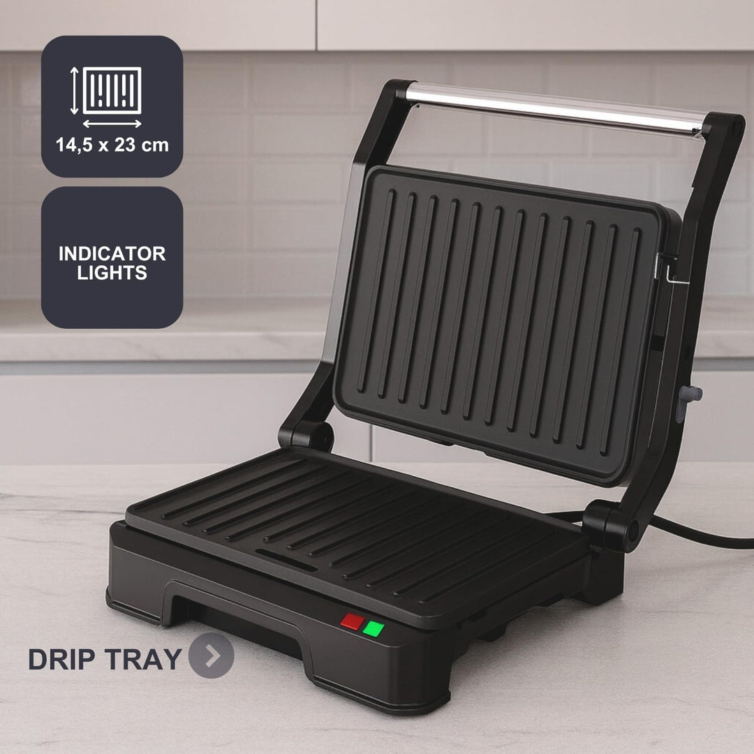 Black+Decker – Grill BXGR1001E | 1000W | 180°-Öffnung | Platten 23×14,5 cm | Antihaft PFOA-frei | Sc