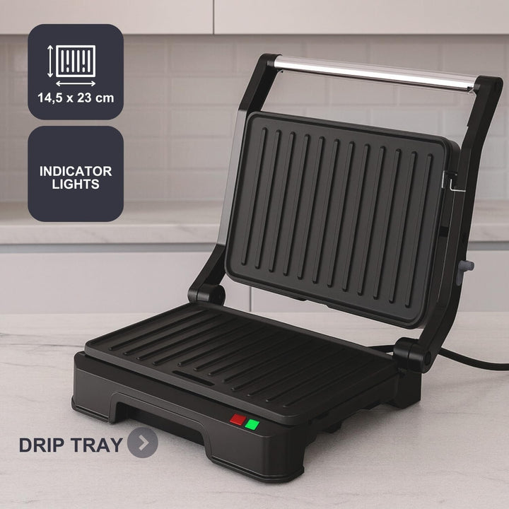 Black+Decker – Grill BXGR1001E | 1000W | 180°-Öffnung | Platten 23×14,5 cm | Antihaft PFOA-frei | Sc