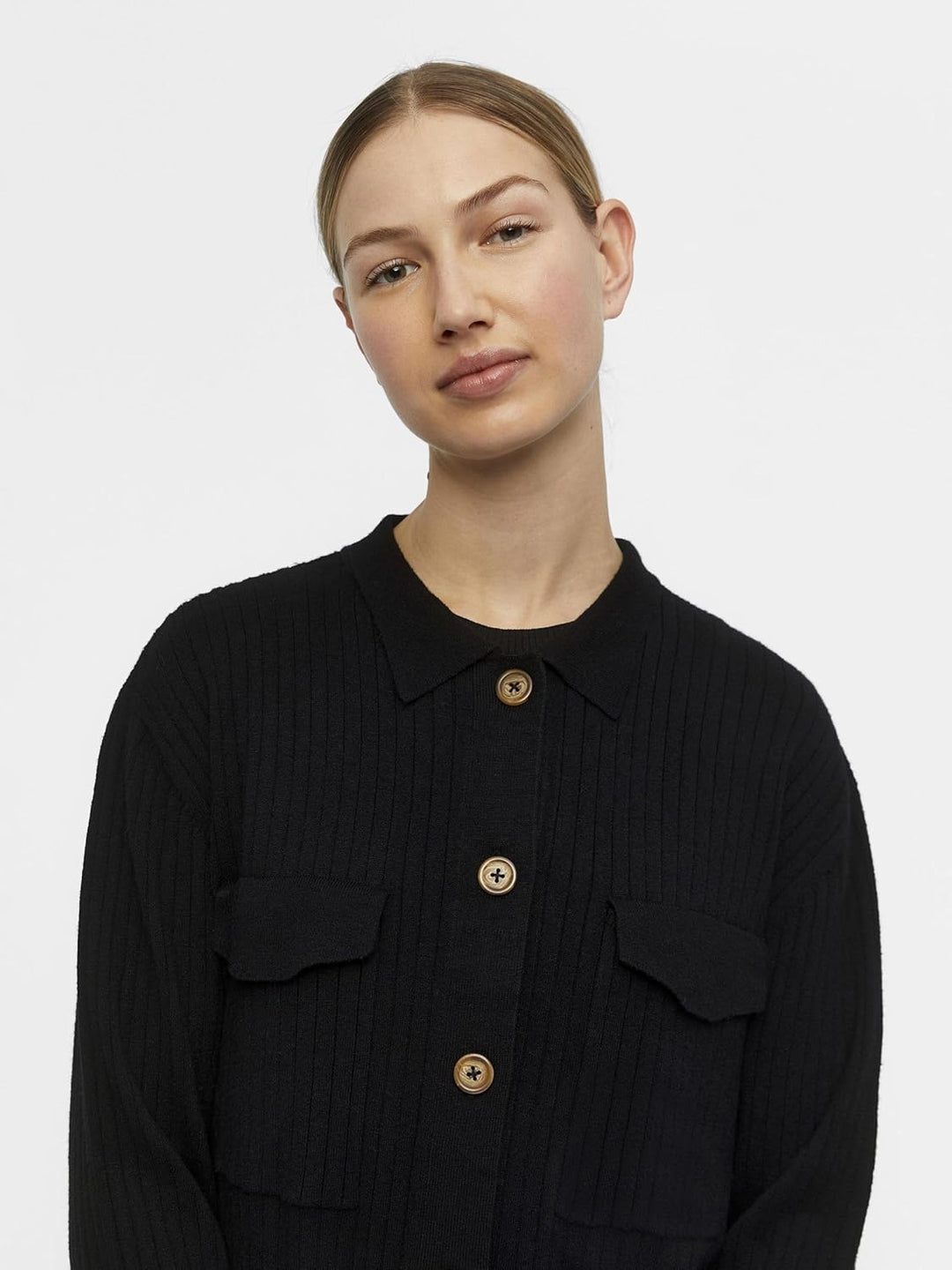 Object Damen Objnoelle Meza Knit Shirt Noos Strickjacke, Schwarz, S EU
