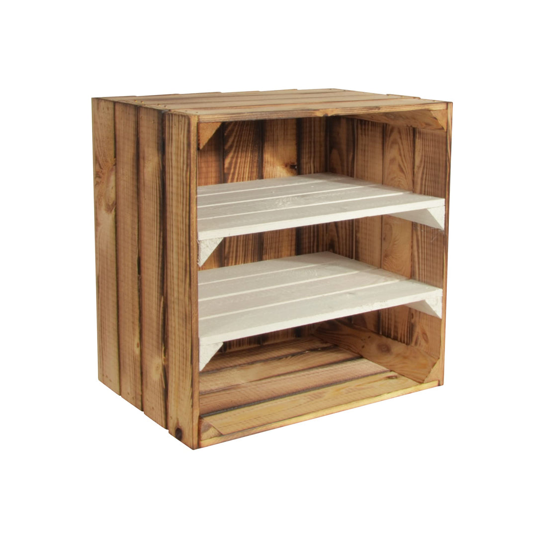 CHICCIE Weinregal Wino aus Holz - Geflammt Weiss 2X Regal Holzkiste 1 2x Weiss Regal