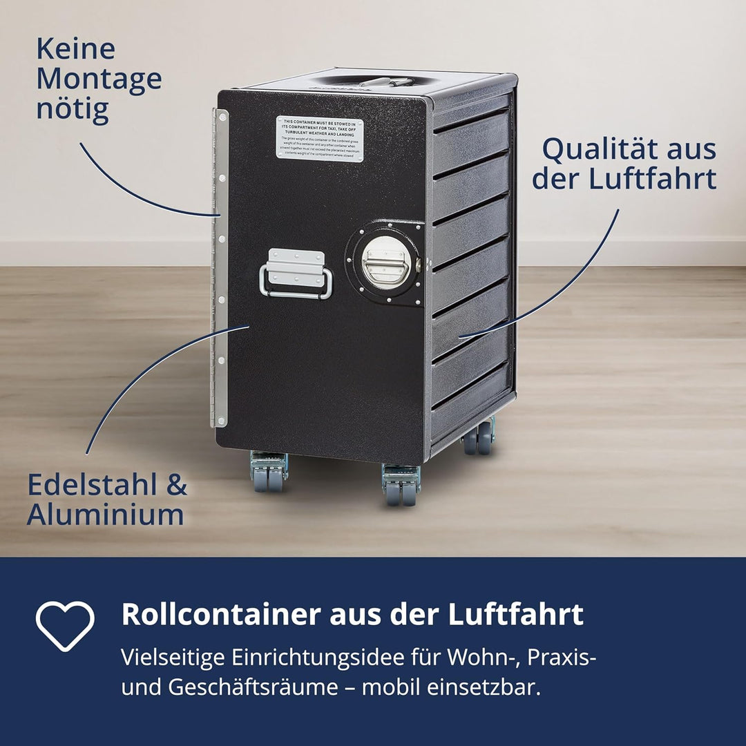 Rollcontainer mit Schubladen, mobiler Aktenschrank, Metallschrank, Schubladenschrank Küche, Druckert