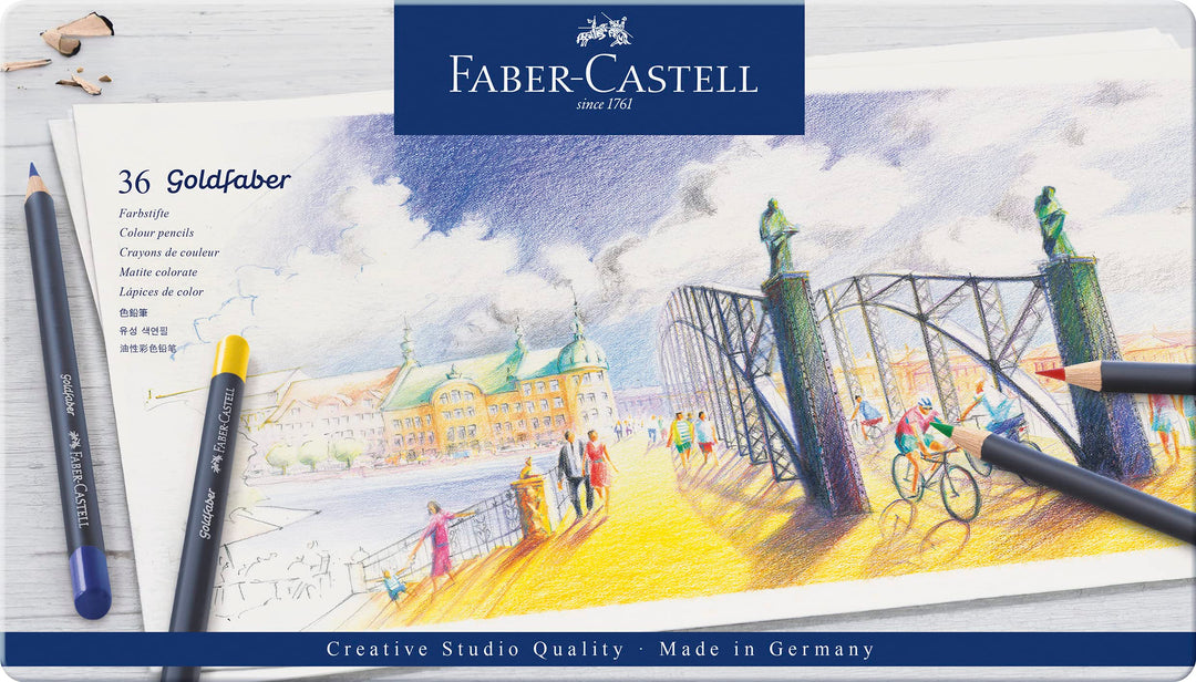 Faber-Castell 114736 - Farbstifte mit permanenter Ölkreidemine Goldfaber, 36er Set 36er Etui Single,