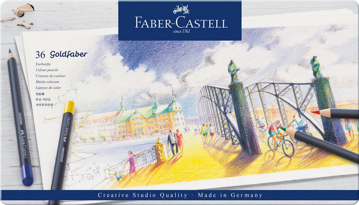Faber-Castell 114736 - Farbstifte mit permanenter Ölkreidemine Goldfaber, 36er Set 36er Etui Single,