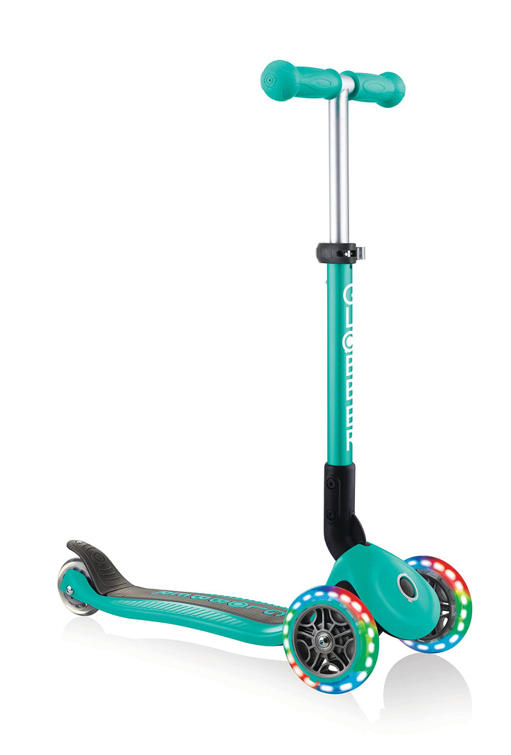GLOBBER JUNIOR Foldable Lights – Tretroller, 120/80 mm, ABEC 5, 3-rädrig, LED-Leuchtrollen Einheitsg