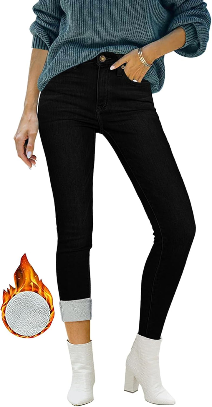 Roskiky Skinny Jeans Damen High Waist Thermo Jeans Damen Winter Gefütter Thermo Jeans Leggings Damen