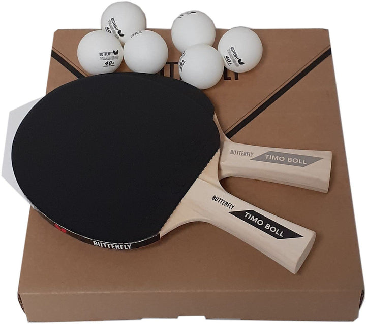 Butterfly Timo Boll Tischtennis Set | 2 Tischtennisschläger 6 Tischtennisbälle | ITTF Pan Asia Belag
