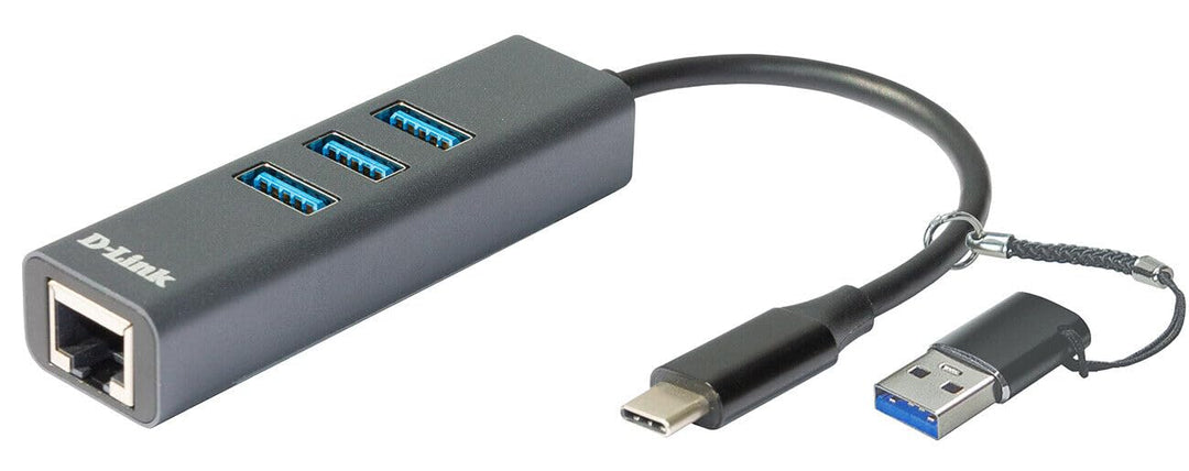 D-Link DUB-2332 USB-C/USB auf Gigabit Ethernet Adapter mit 3 USB 3.0 Ports (USB-C Thunderbolt oder 3