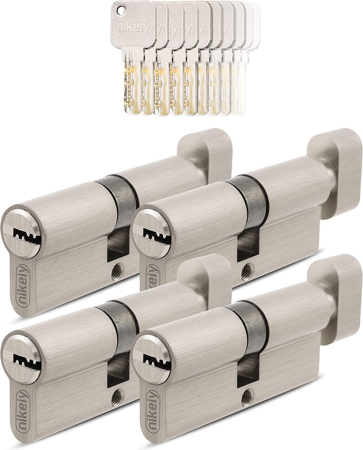 GERCAR Pro Gleichschliessend 4 Knaufzylinder 30/30 Set 4x Schliesszylinder mit Knauf inkl. 20 Schlüs