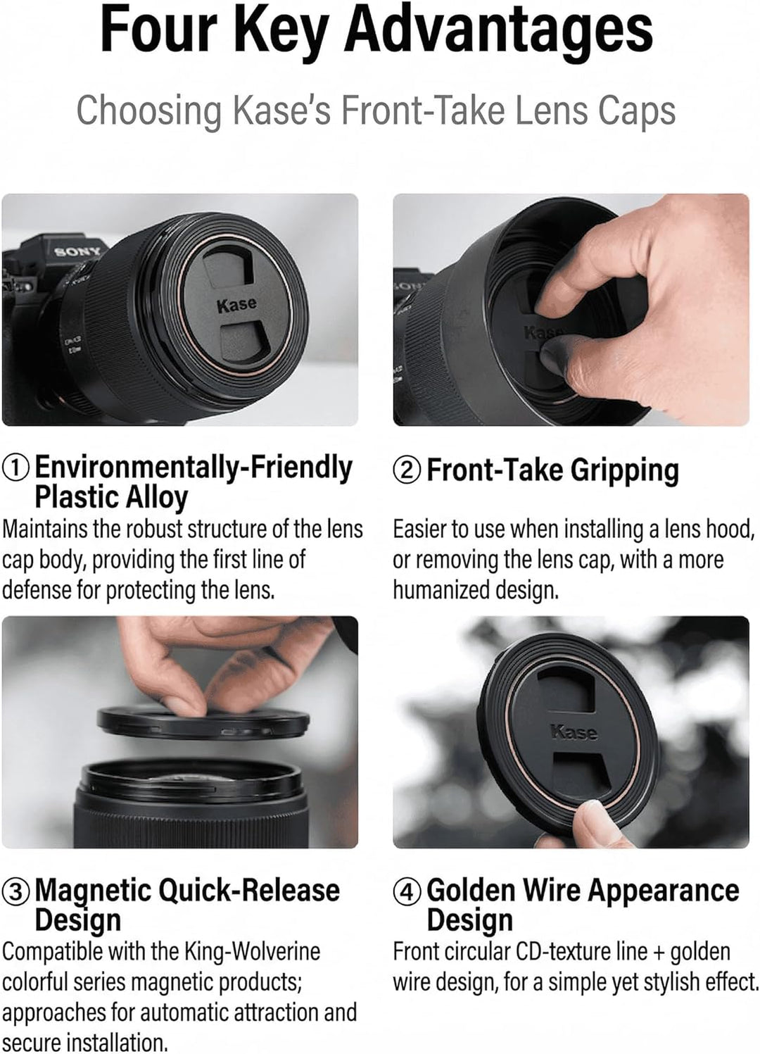 Kase 82mm Magnetische vordere Objektivkappe für Canon EF 24-70mm f2,8L II USM, für Nikon Nikkor Z 24