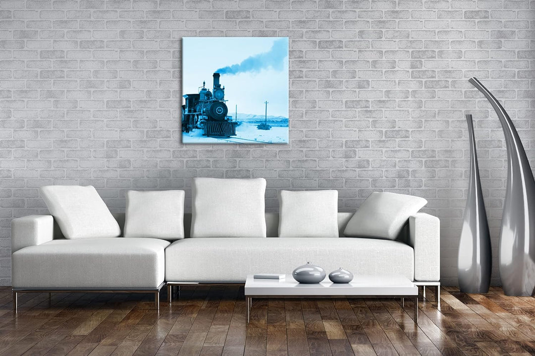 deyoli besondere alte Dampflokomotive Format: 60x60 Effekt: Zeichnung als Leinwandbild, Motiv auf Ec