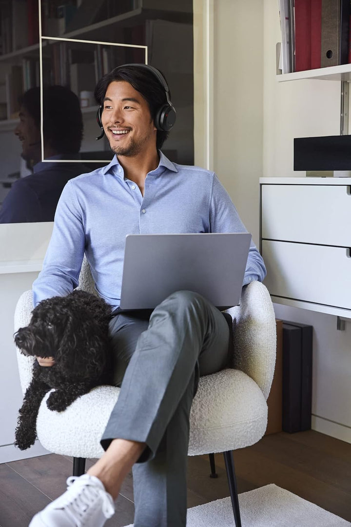 Jabra Evolve2 75 Wireless PC Headset with 8-Microphone Technology - Dual Foam Stereo Headphones with