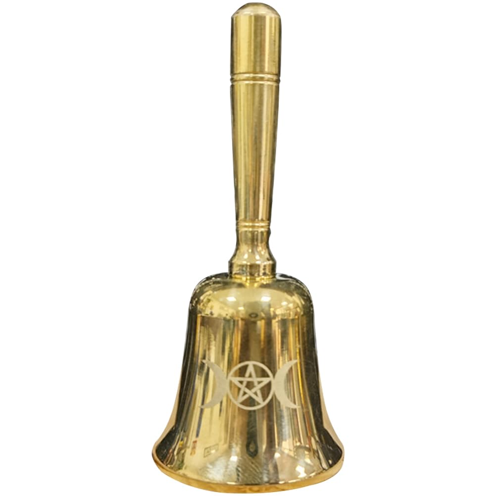 MAGICLULU Kleine Altarglocke Handklingel Mit Pentagramm-Muster Messdienerglocke Hochzeitsdekoration