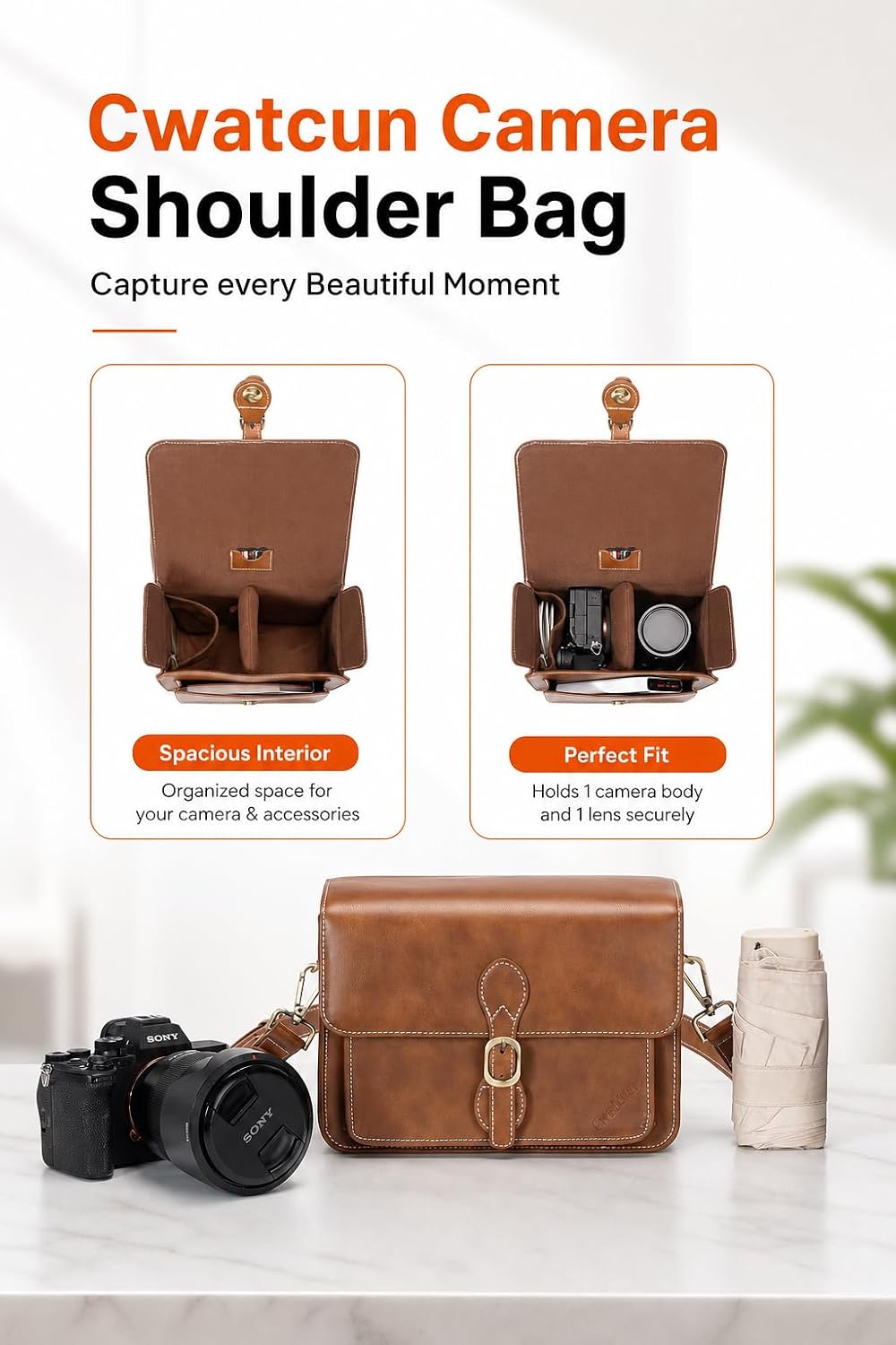 Cwatcun Kameratasche Kamera Umhängetasche Kompaktkamera Tasche Wasserdicht Retro Kompatibel für Cano