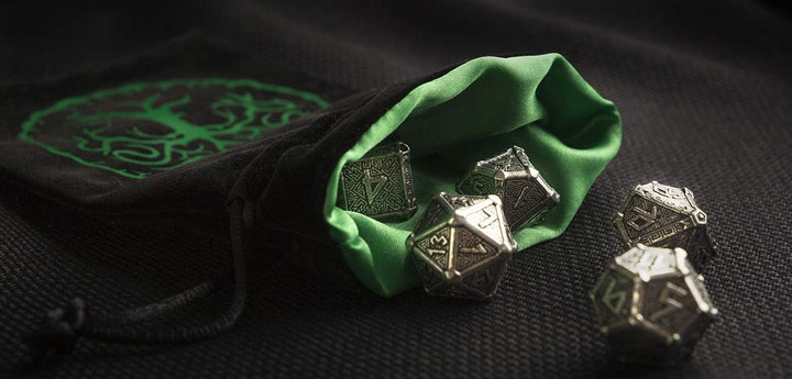 Q WORKSHOP Metal Mythical 7 Polyhedral Ornamented Dice Set Mythical 7 Polyhedral Pieces, Mythical 7