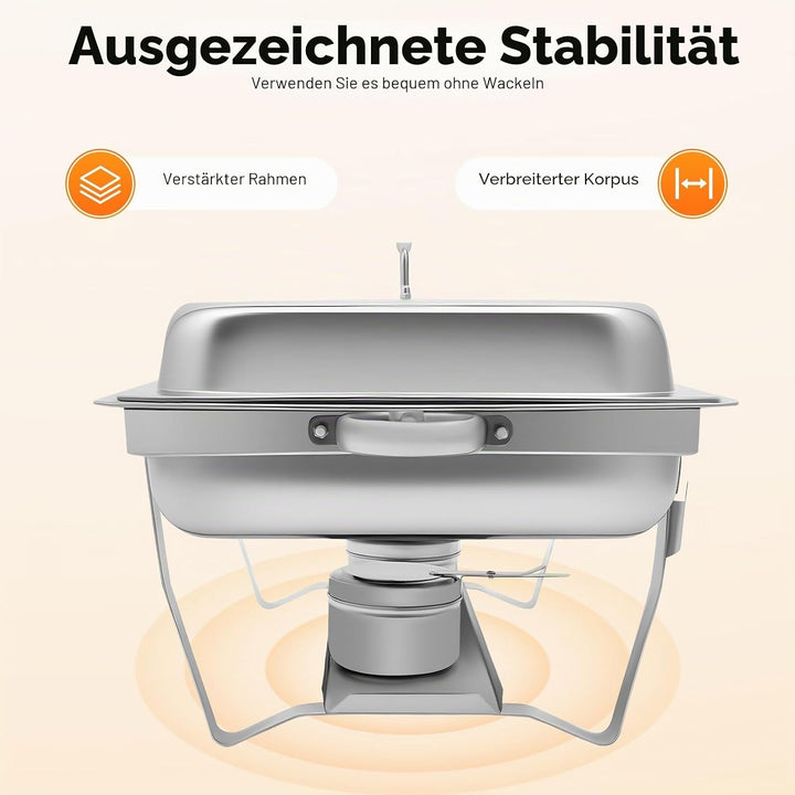 Speisenwärmer Edelstahl, 9L Chafing Dish Warmhaltebehälter Speisewärmer Wärmebehälter Hotel Buffet W