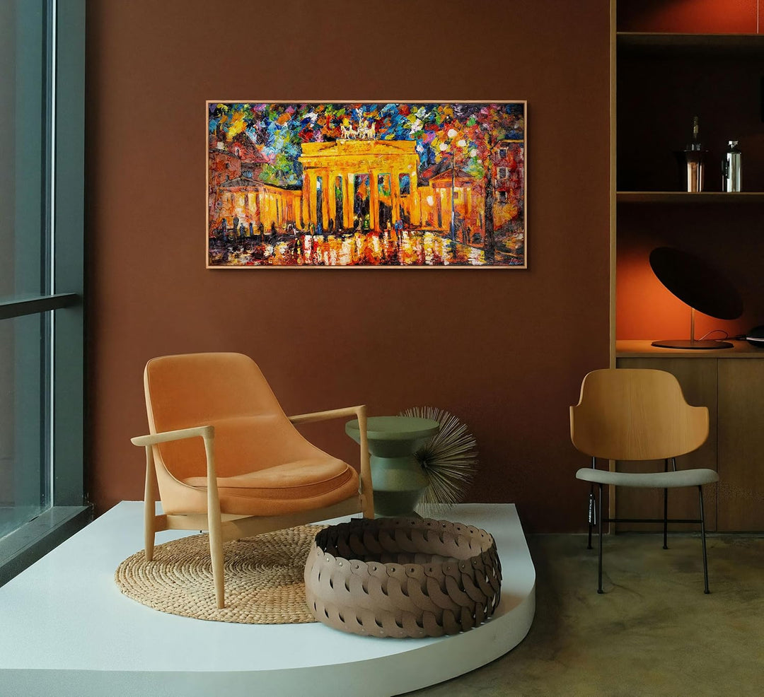 YS-Art XXL Abstrakt Acryl Gemälde auf Leinwand Brandenburger Tor handgemalt Wandbilder Wohnzimmer mo