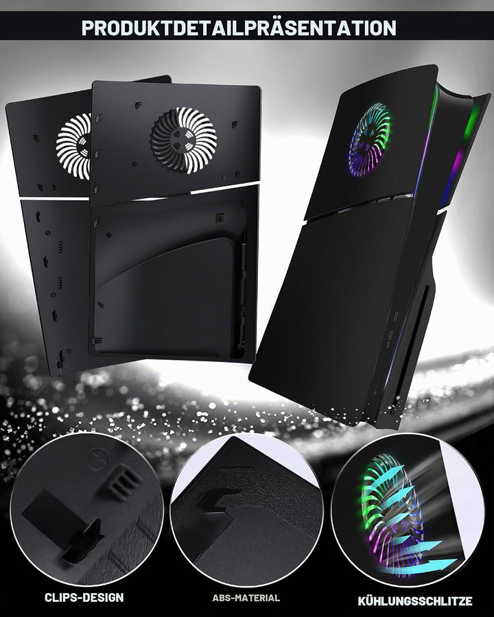 Joso Frontblende für PS5 Slim Disc Edition, Kratzfeste, staubdichte Ersatzhülle mit RGB-Ring, Abdeck