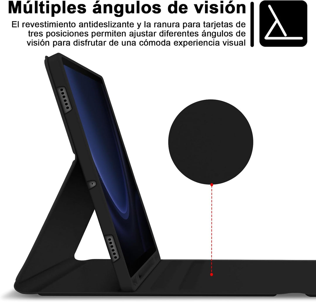 Bettdow für Samsung Galaxy Tab S9 FE/S9 2023 Tastatur Hülle, Schwarz (Spanisch), Schwarz
