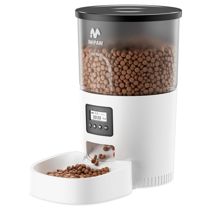 IMIPAW Futterautomat Katze, 3L Katzenfutter Automat mit Programmierbarem Timer, Automatischer Futter