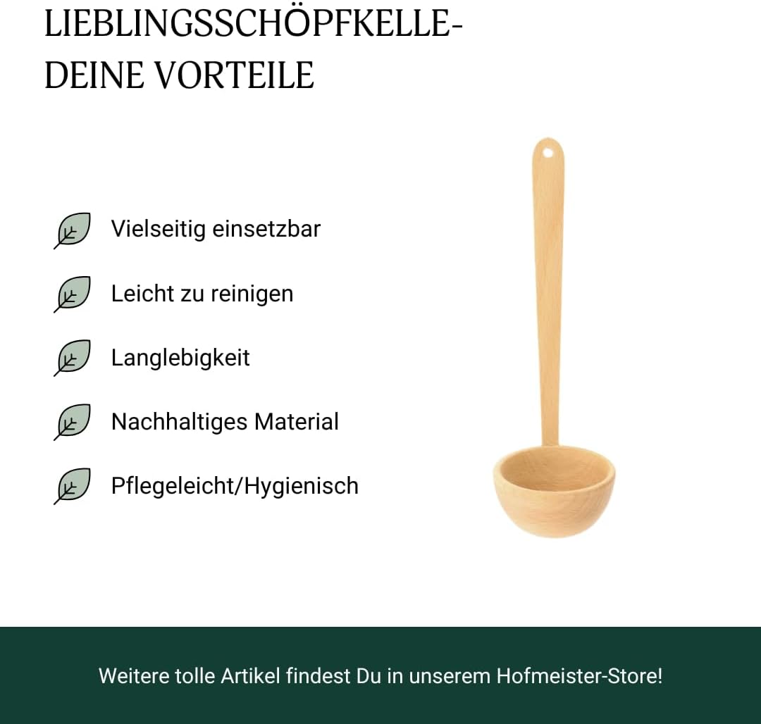 HOFMEISTER® Schöpfkelle mit abgewinkelten Kopf aus Holz, Saunakelle, Saunazubehör, 56 cm 56 Cm 56 x