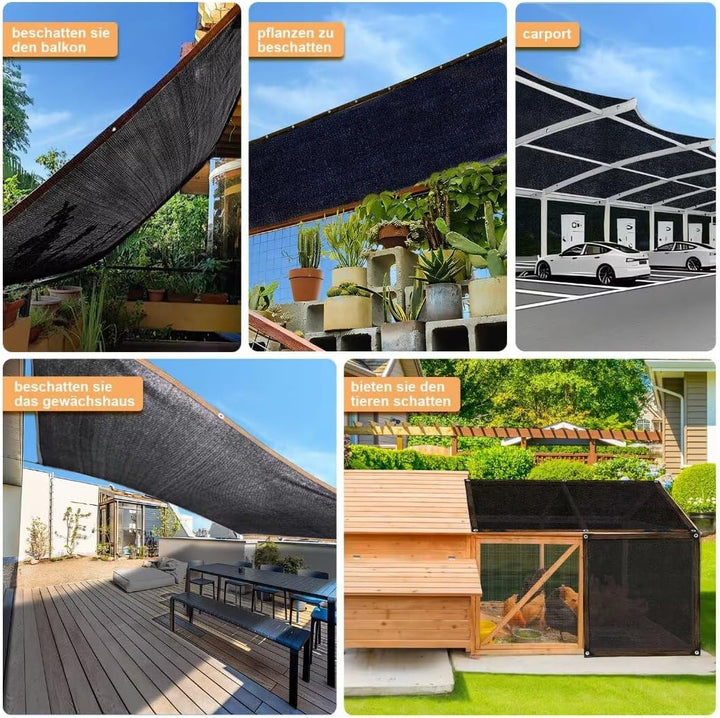 Schattiernetz-mit-ösen-2x3m, Schwarze Garten Sonnenschutz Netz Terrasse 70% Shading Rate UV-Beständi