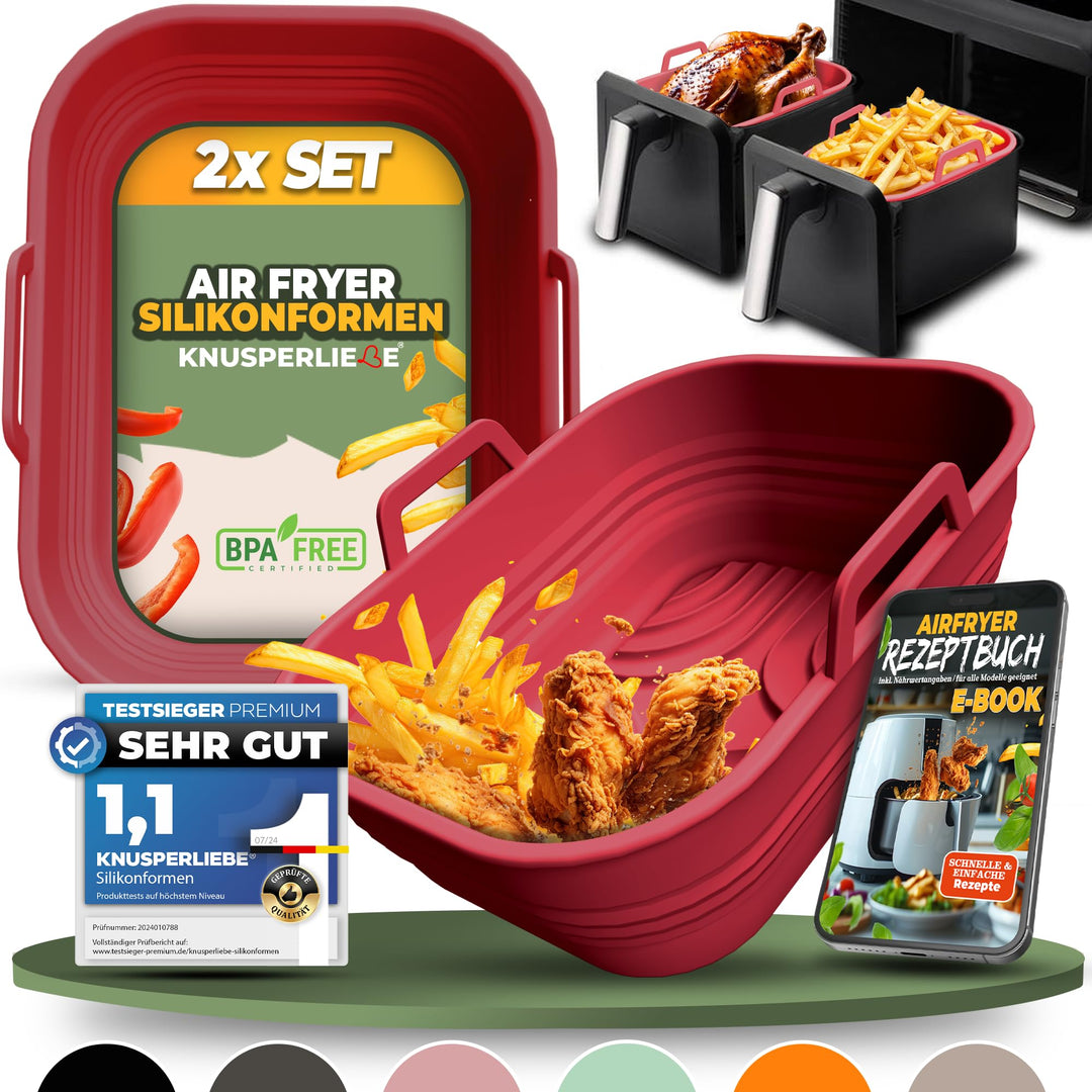 2x Set Silikonform Faltbar für Airfryer, Heissluftfritteuse, BPA-FREI | Zubehör Ninja Foodi Max Dual
