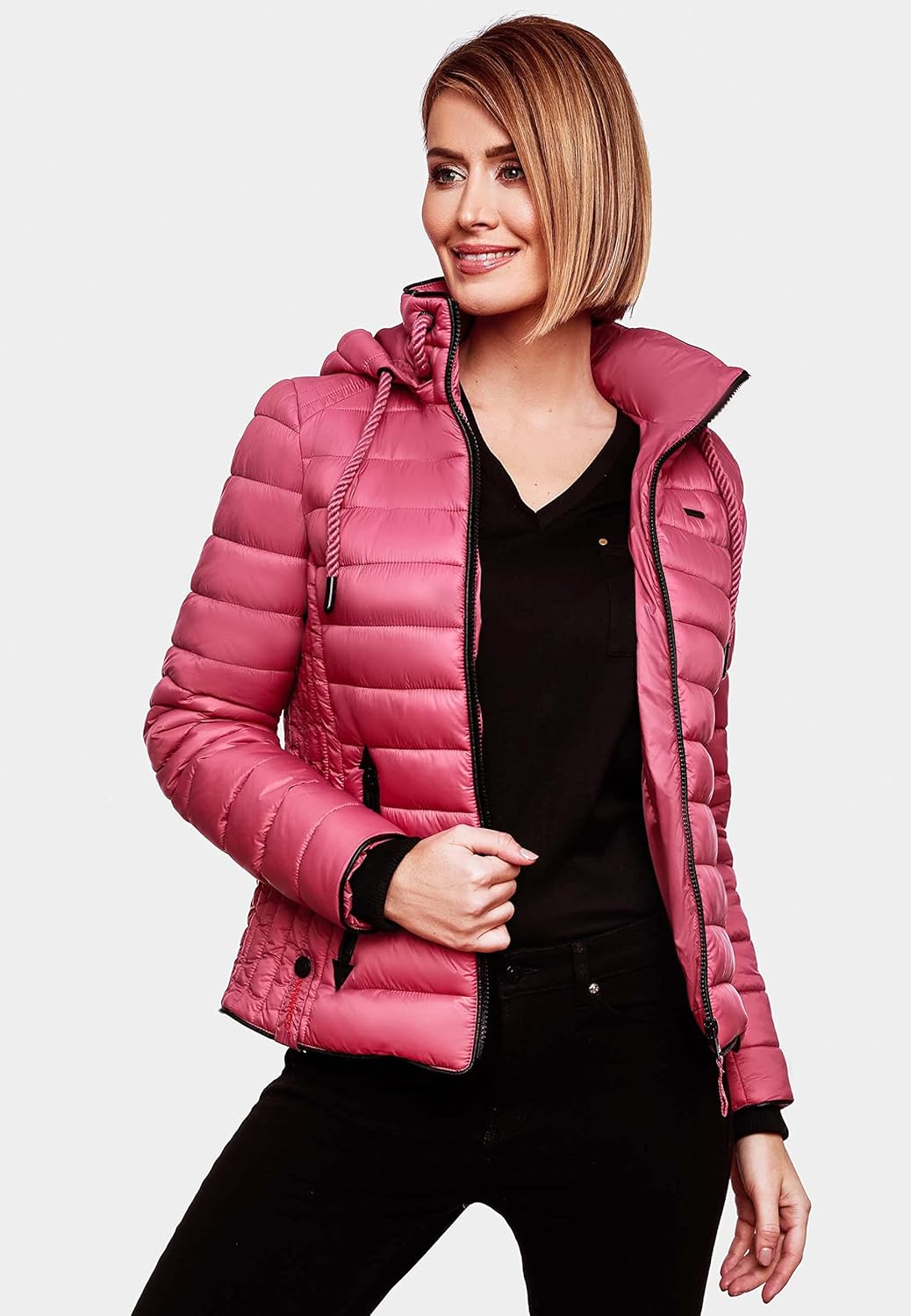 Navahoo Damen leichte Übergangsjacke Steppjacke mit Kapuze Lulana XS-XXL XS Berry, XS Berry
