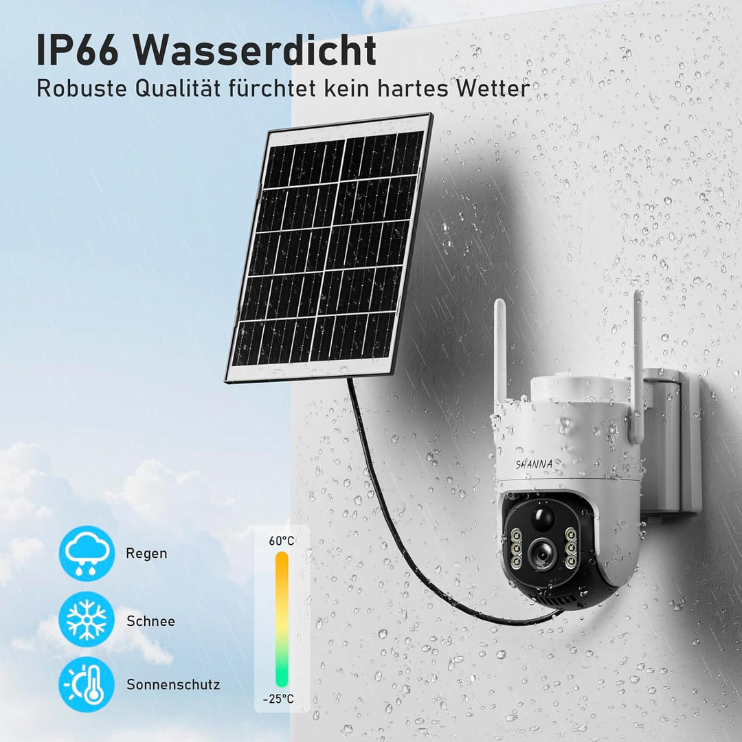 [5GHz & 2,4GHz] Überwachungskamera Aussen Solar, 8000mAh Akku und 7W Solarpanel, 2K PTZ 360° Solar K
