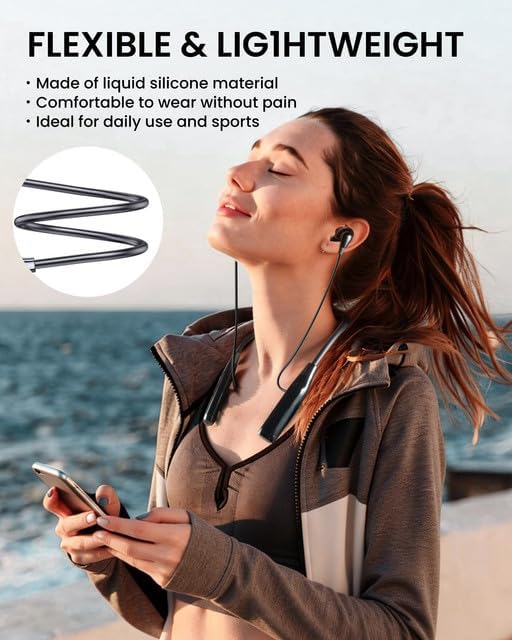 SOPPY Kopfhörer Bluetooth 5.4 Nackenband Sportkopfhörer mit 100 Std. Spielzeit, Kabellose Kopfhörer