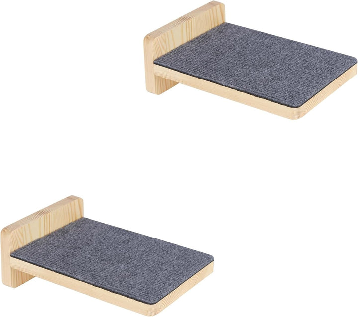 Kletterwand für Katzen mit 2 Stufen I Hängematte für Katzen 3-teilig I Set Kratzbaum zur Wandmontage
