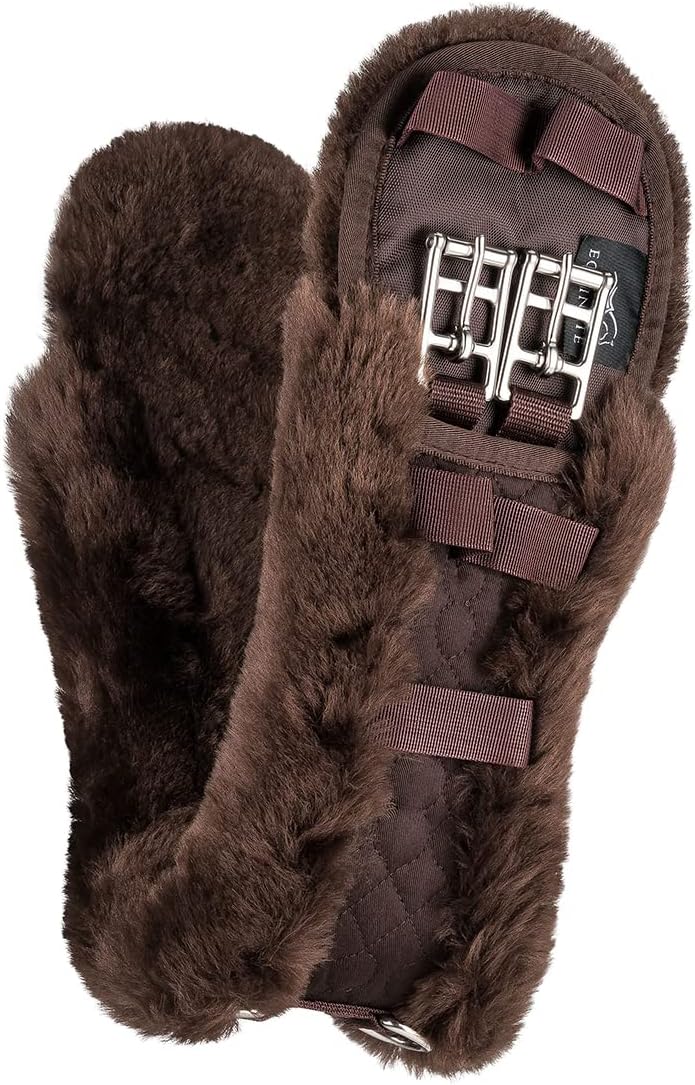 Equinate Sattelgurt Luke mit echtem Lammfell - anatomischer Kurzgurt Bauchgurt Dressurgurt 50 60 70