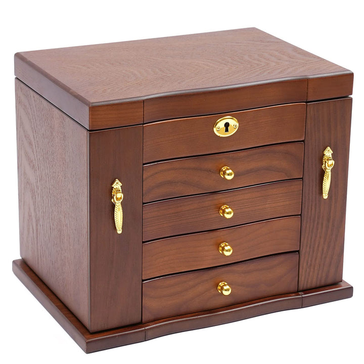 5 Schicht Schmuckkasten Schmuckschatulle Holz Uhrenbox Schmuckkästchen Schmuckkoffer, Schmuck Aufbew