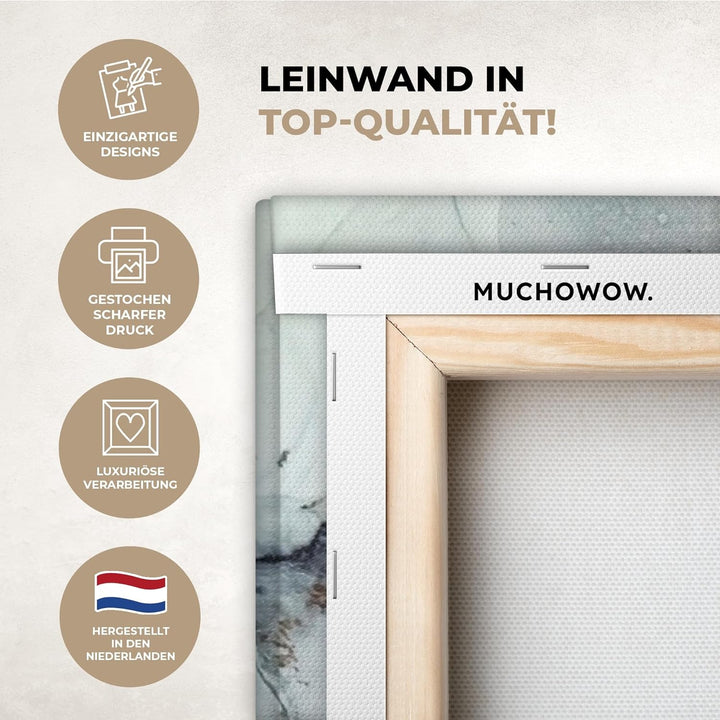 MuchoWow© Bild auf Leinwand Gross 120x80 cm XXL Schlafzimmer Bilder Wand Goldene Deko Wohnzimmer Mod