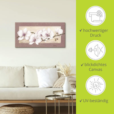 ARTland Wandbild selbstklebende Vinylfolie 100 x 50 cm Botanik Blumen Orchidee Malerei Creme A1TS Or