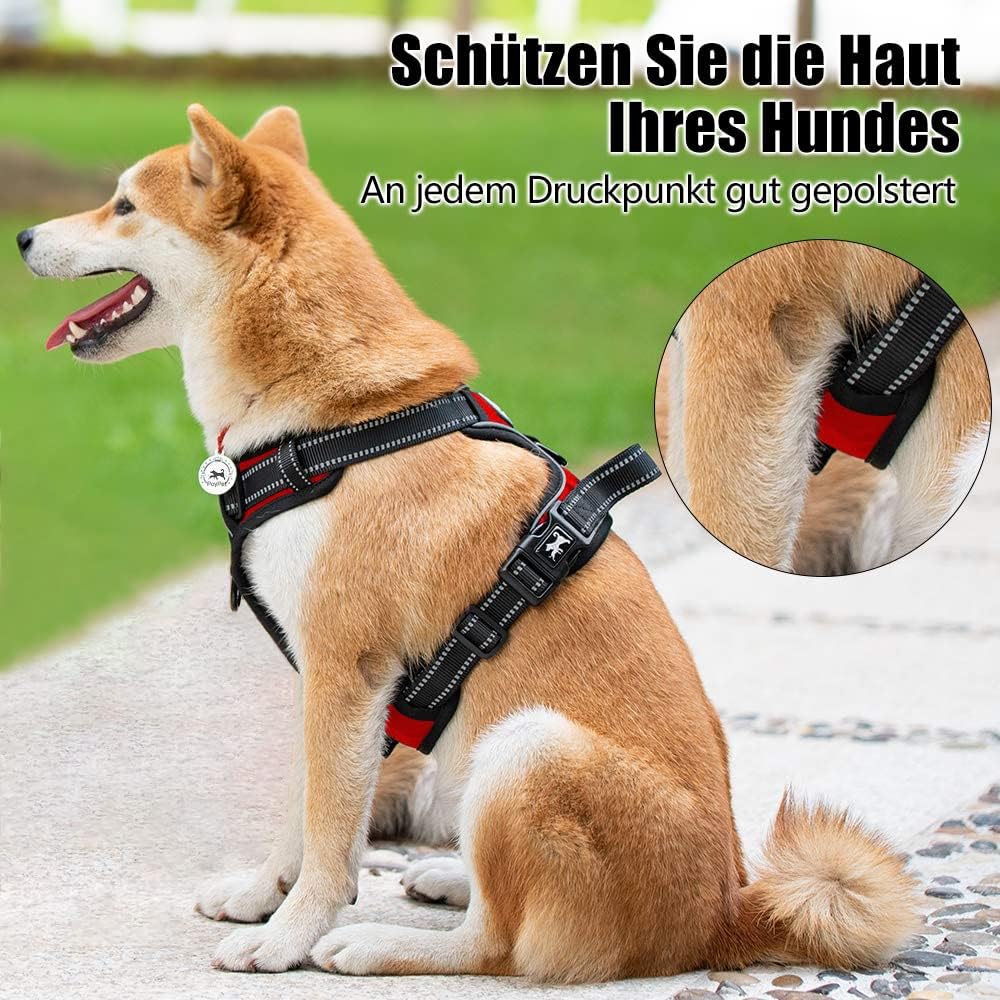 PoyPet No Pull Hundegeschirr, reflektierendes Westengeschirr mit 2 Leinenbefestigungen und einfachem
