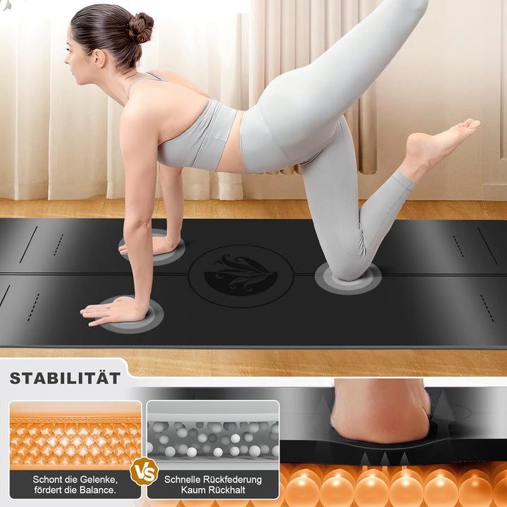 Yoga Matte Rutschfest Dick, Nachhaltige Naturkautschuk + Eco TPE oder PU, Ausrichtungslinien, Hautfr