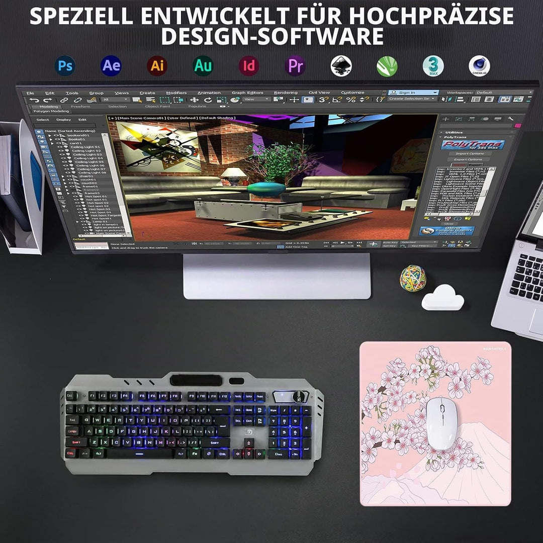 X-Raypad Aqua Control 2 AC2 Sakura Gaming-Mauspad, Ultra-Hochpräzisions-Mauspad mit Perfekter Geschw