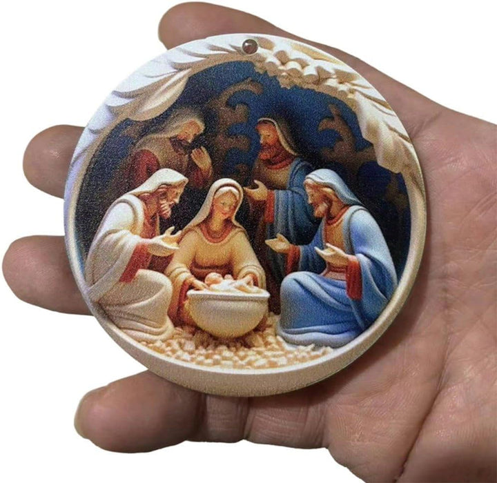 12 Stück Krippen-Ornamente, Weihnachtsdekoration Aus Holz Zum Aufhängen, Die Geburt Jesu, Weihnachts