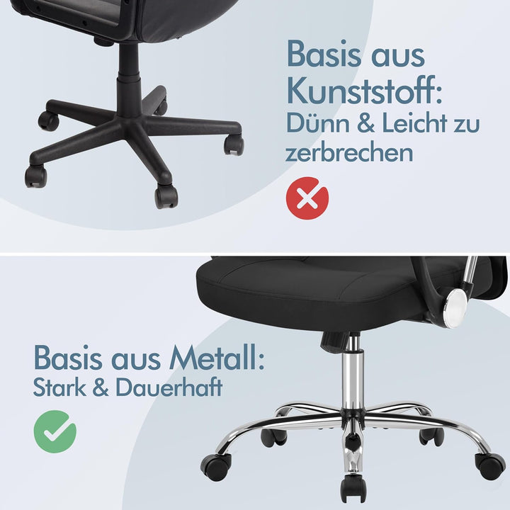 Yaheetech Bürostuhl, ergonomischer Schreibtischstuhl, chefsessel Computerstuhl, 360° Drehstuhl mit k