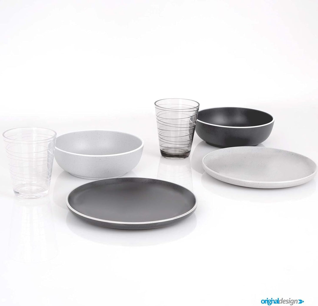 BRUNNER: Melamin Geschirr-Set Camping | 36-Teilig - Teller, Becher, Besteck &amp; Gläser für 2-4 Persone