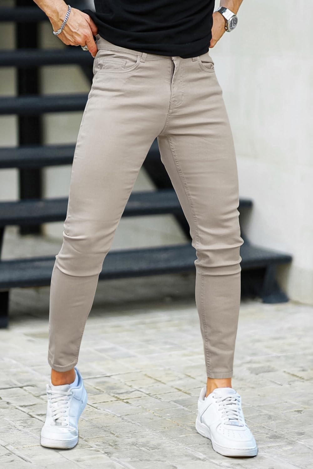 GINGTTO Skinny Jeans Herren Slim Fit Super Stretch Denim Hose Tapered 4 Seasons Herrenjeans 30W / 30