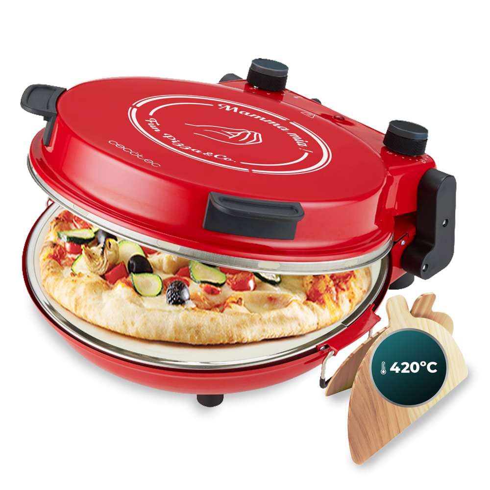 Cecotec Elektrischer Grillofen für Pizza Fun Pizza&Co Mamma Mia, 1200 W, 15-Minuten-Timer, Maximalte