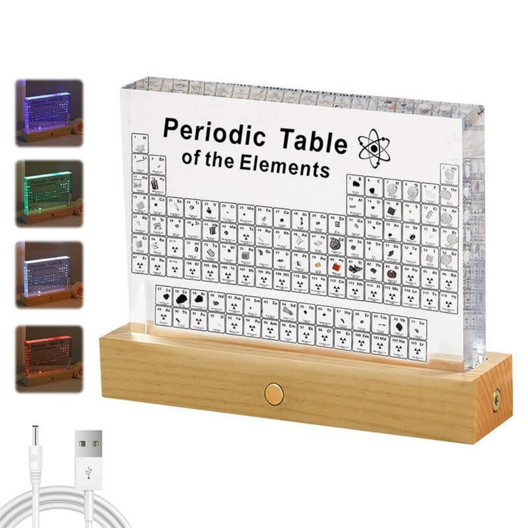 PEALOV Periodic Table with Real Elements Inside,Acrylic Periodic Table of 83 Elements,LED Periodensy