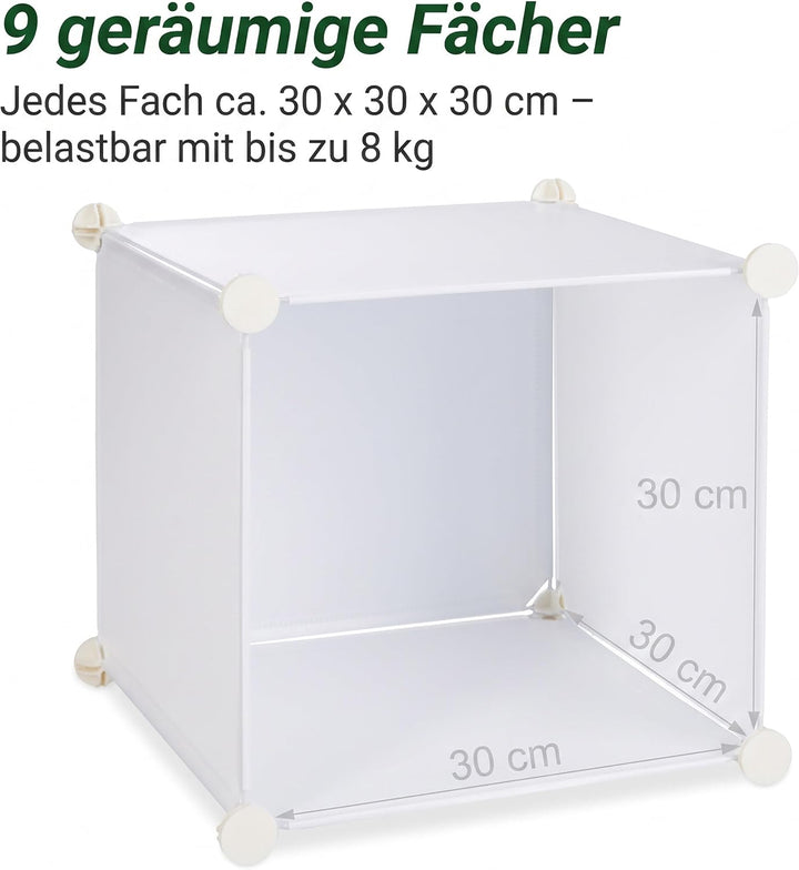 Relaxdays Regalsystem mit Türen, Raumteiler Kunststoff, Standregal 9 Fächer, Badregal offen, HBT: 95