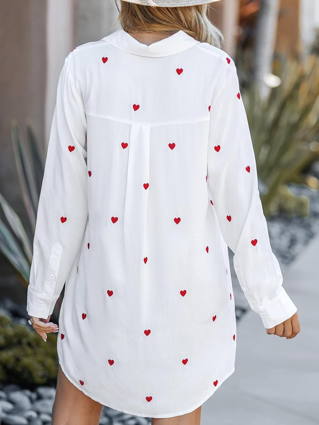 CUPSHE Langarm-Hemdkleid für Damen, durchsichtiges Blusentop mit Knöpfen, weisser Streifen XS White
