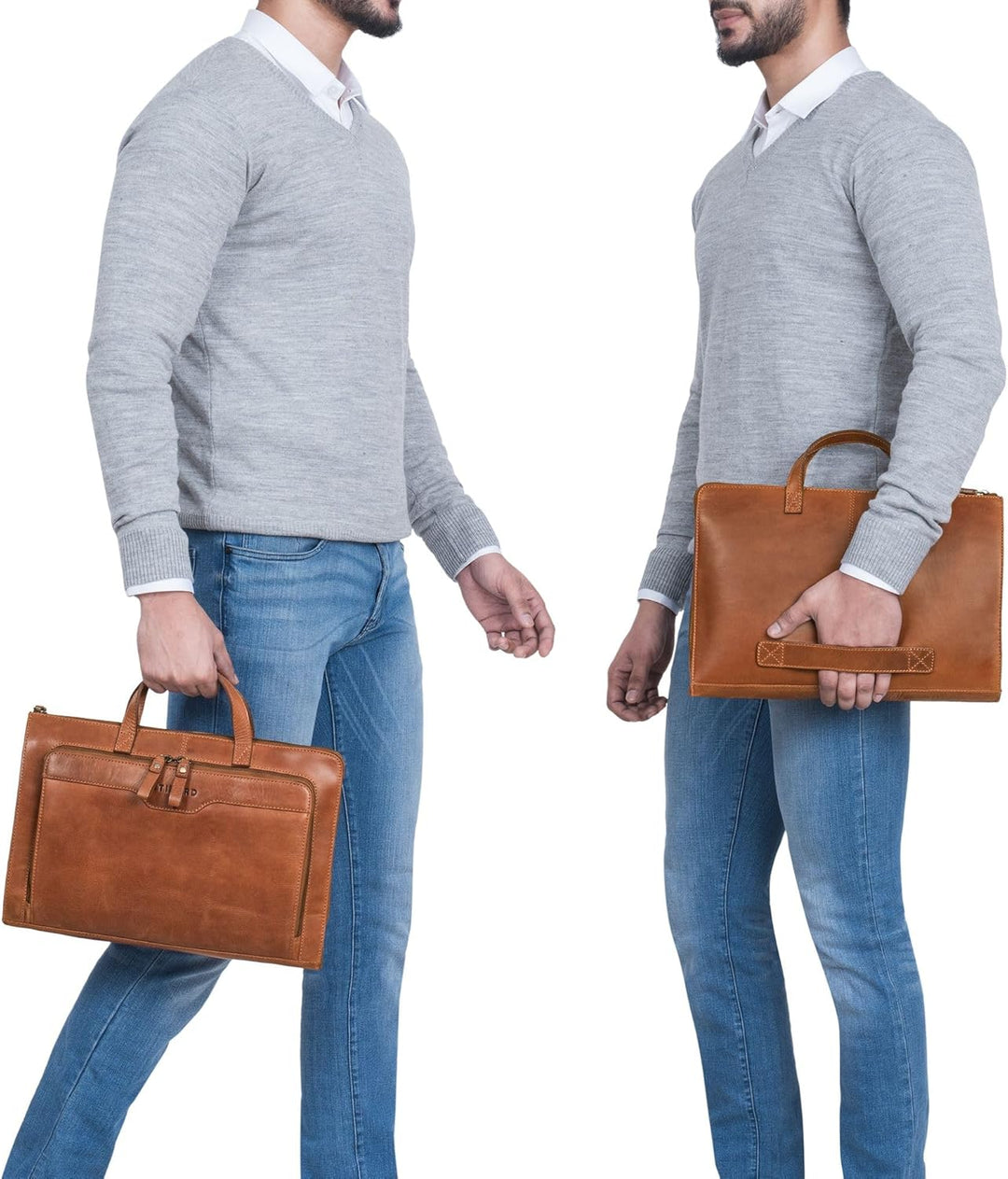 STILORD Silvano Echtleder Laptop Sleeve 13,3 Zoll Vintage Laptop Hülle Schmal Leder Reissverschluss