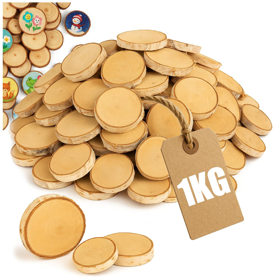 com-four® 1kg Streudeko, dekorative Holzscheiben zum Streuen - Holzchips aus natürlichem Holz mit Ri
