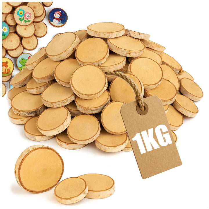 com-four® 1kg Streudeko, dekorative Holzscheiben zum Streuen - Holzchips aus natürlichem Holz mit Ri