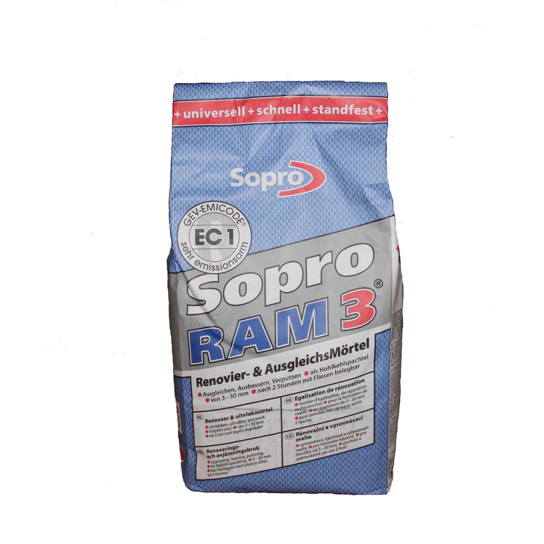 Sopro Ram 3® 454 - Renovierungs- & Ausgleichmörtel | 5 kg/Beutel | zementär, schnell erhärtend, univ